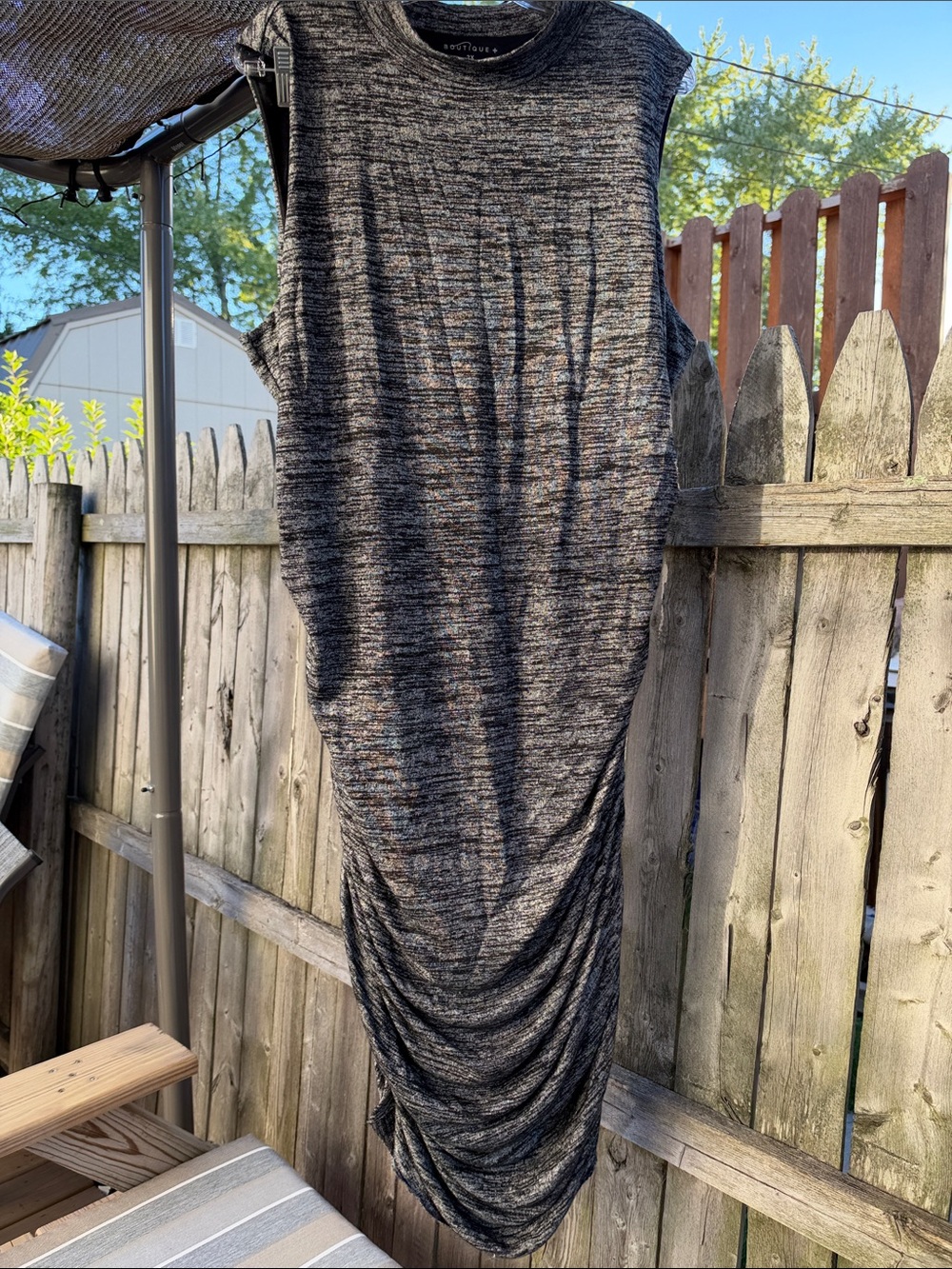 Sleeveless Ruched Midi Dress in Heather Charcoal